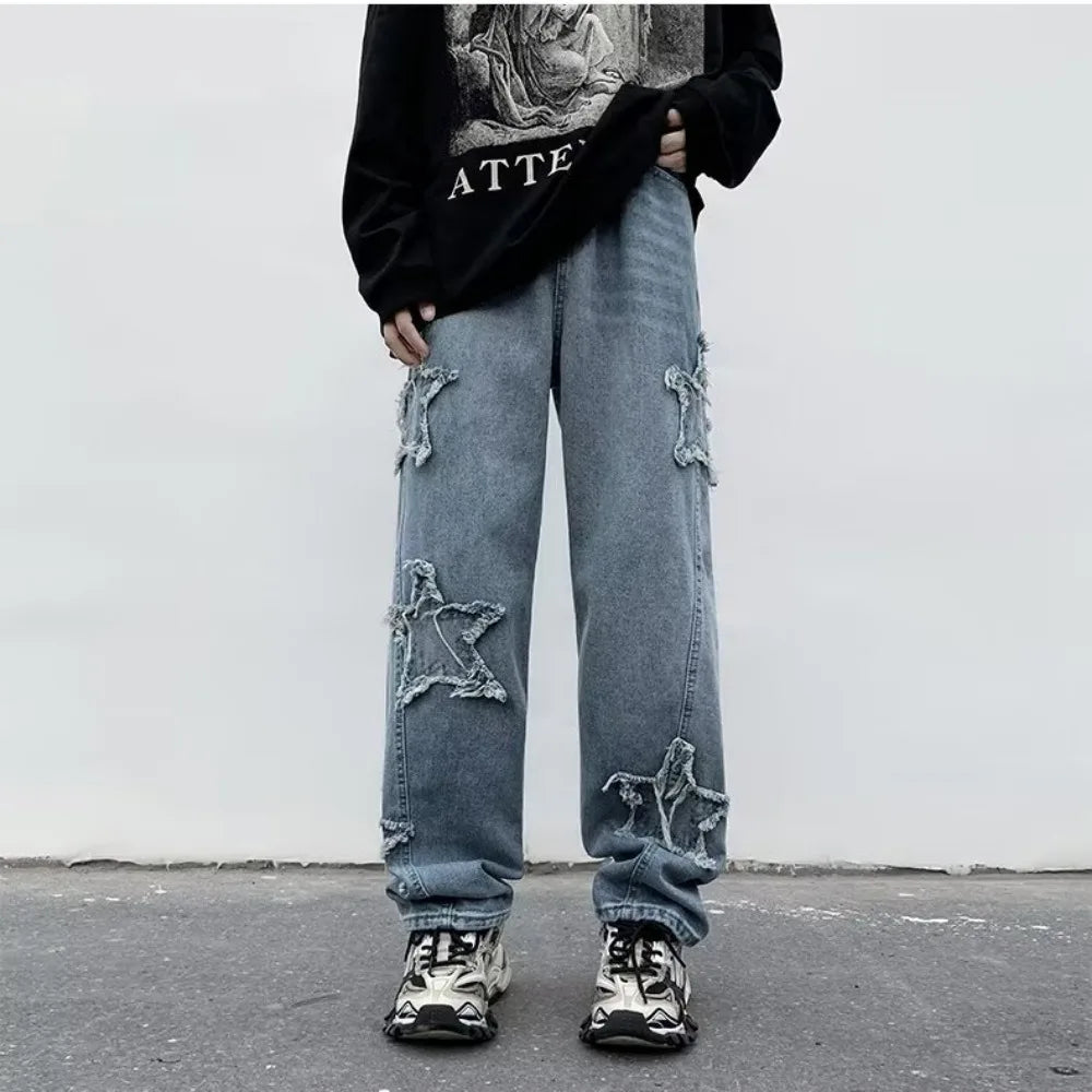 Star Embroidery Baggy Jeans