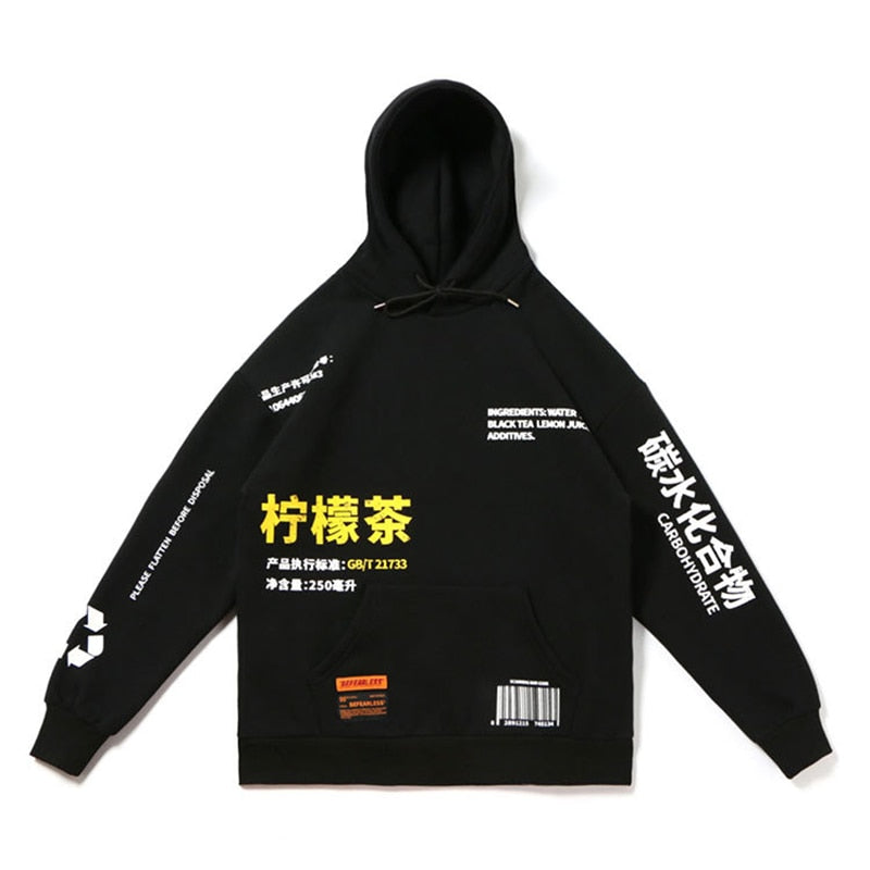 Chinese Letters Pull Over Hoodie