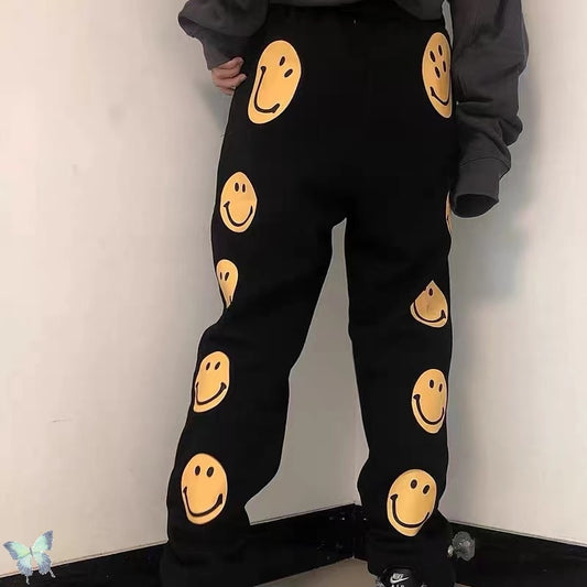 Smiley Face Print Sweatpants